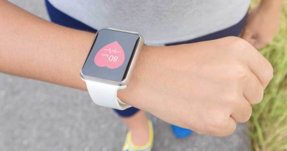 Woman wearing a smart watch